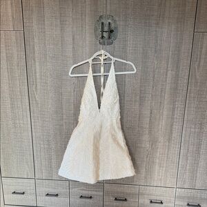 Murci Exclusive Textured Halterneck Plunge Detail Mini Dress